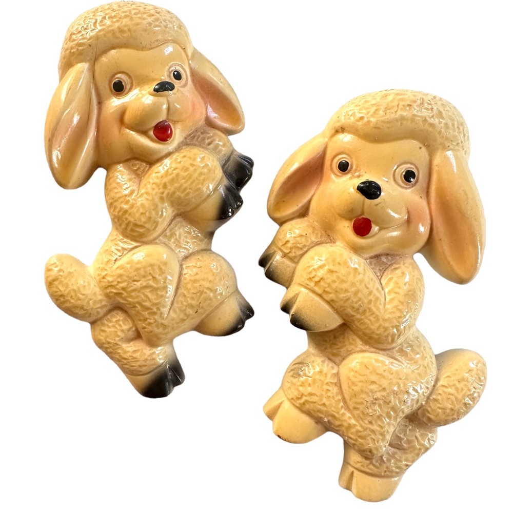 Vintage Prancing Lamb Chalkware Wall Plaques